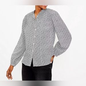 Loft‎ - Shimmer Dotted Blouse - Black / White - Size Large